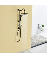 Exposed Shower System with 3 Spray Modes Hand Shower, Exposed Shower Faucet Set with Height Adjustable Lift Rod