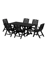 7-Piece Hdpe Rectangular Patio Dining Table Set with Foldable Chairs