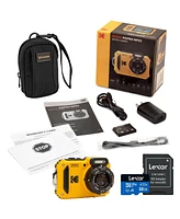 Kodak Pixpro WPZ2 16MP Full Hd Waterproof Rugged Digital Camera, Yellow, Bundle with 32GB Memory Card and Camera Bag