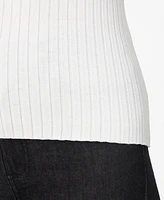 Cable & Gauge Women's Ribbed Mock Neck Cap Sleeve Sweater