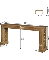 Tribesigns 63-Inch Farmhouse Console Table for Entryway, Industrial Wood Sofa Table Behind Couch with Retro Hollow Pattern Legs for Living Room, Hallw