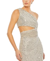Mac Duggal Women's Sequin One Shoulder Cut Out Gown