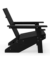 Outdoor Hdpe Modern Adirondack Chair with Cup Holder (Set of 2)