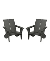 Outdoor Hdpe Modern Adirondack Chair with Cup Holder (Set of
