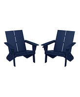 Outdoor Hdpe Modern Adirondack Chair with Cup Holder (Set of 2)