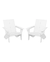 Outdoor Hdpe Modern Adirondack Chair with Cup Holder (Set of 2)