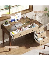 Tribesigns Computer Desk with Drawers, 51-Inch Office Desk with Reversible Drawer Cabinet