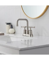2 Handle Bathroom Sink Faucet, 4-Inch Centerset Faucet with Pop Up Drain and Water Supply Lines