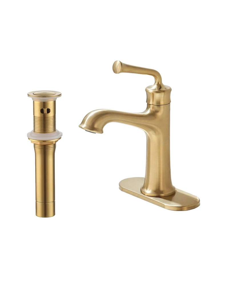 Premium Single Hole Bathroom Faucet with Pop-Up Drain