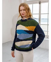 Celtic & Co. Women's Donegal Colour Block Crew Neck Sweater