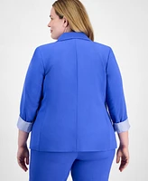 Tahari Asl Plus Contrast-Lined Two-Button Blazer