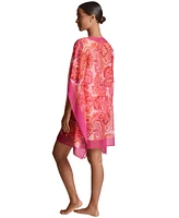 Lauren Ralph Women's Printed Border-Trim Poncho Cover-Up