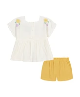 Kids Headquarters Baby Girls 2-Piece Floral Puff Print Top and Shorts Set