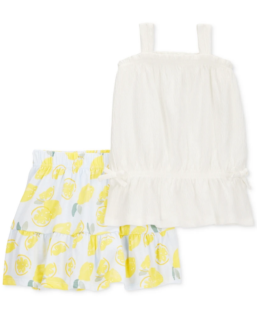 Carter's Toddler Girls Girl Tank Top & Lemon-Print Skort Set, 2 Piece Set
