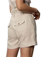 Sanctuary Women's Caravan Linen Mid Rise Cuffed Shorts