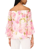 Msk Women's Floral-Print Off-The-Shoulder Top