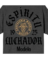 Modelo Men's Espiritu Luchador 1925 Mexico Badge Crew Neck Short Sleeve Charcoal Heather T-shirt