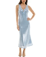 Junior's Sequin Plunge-Neck Midi Dress, Created for Macy's
