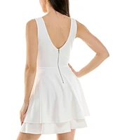 Emerald Sundae Juniors' Mesh-Inset Fit & Flare Dress