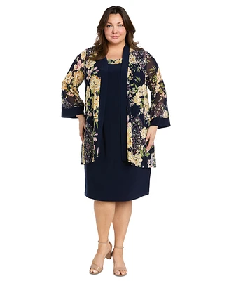 R & M Richards Plus 2-Pc. Floral-Print Jacket Dress Set
