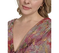 Jessica Howard Plus V-Neck Shoulder-Drape Gown