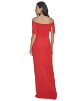 Jessica Howard Women's Off-The-Shoulder Scuba Gown