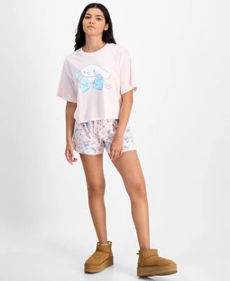 Love Tribe Juniors Cinnamoroll Bow T Shirt Lounge Shorts