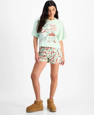 Disney Juniors Winnie The Pooh Strawberry T Shirt Pull On Lounge Shorts