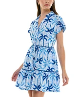 Taylor Women's Floral Tiered Button-Front Mini Dress