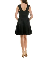 Taylor Petite V-Neck Sleeveless Lace-Inset Mini Dress