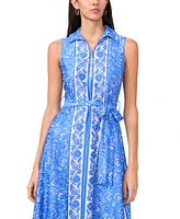 Msk Petite Printed Tie-Waist Fit & Flare Dress