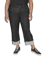 Karl Lagerfeld Paris Plus Black Crystal Cuffed Jeans