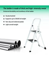 2 Step Ladder Folding Step Stool , Lightweight Step Stools for Adults with Anti-Slip Pedal, Portable Steel Handrails Step Ladder Withstanding 330 lbs