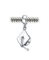 Bling Jewelry Graduate Trencher Cap Dangle Charm Bead Sterling Silver European Bracelet