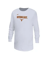 Nike Big Boys and Girls White Texas Longhorns 2025 Legend Bench Long Sleeve T-Shirt