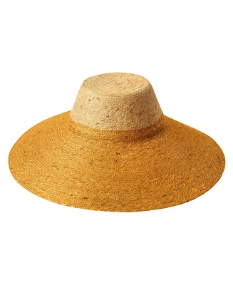 Riri Duo Jute Handwoven Straw Hat In Nude & Golden Yellow