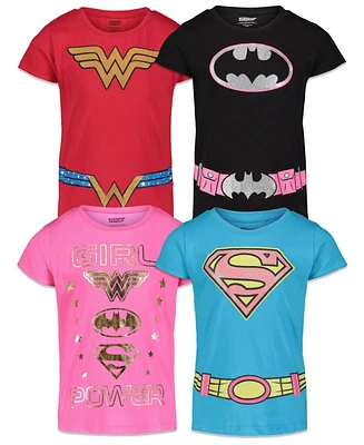 Justice League Toddler Girls Dc Comics 4 Pack T-Shirts to (2T - 18-20)