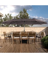 Mondawe 15ft Rectangular Double-Sided Solar Led Outdoor Patio Market Umbrella with Base Included