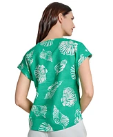 Jones New York Petite Printed Side-Button Blouse