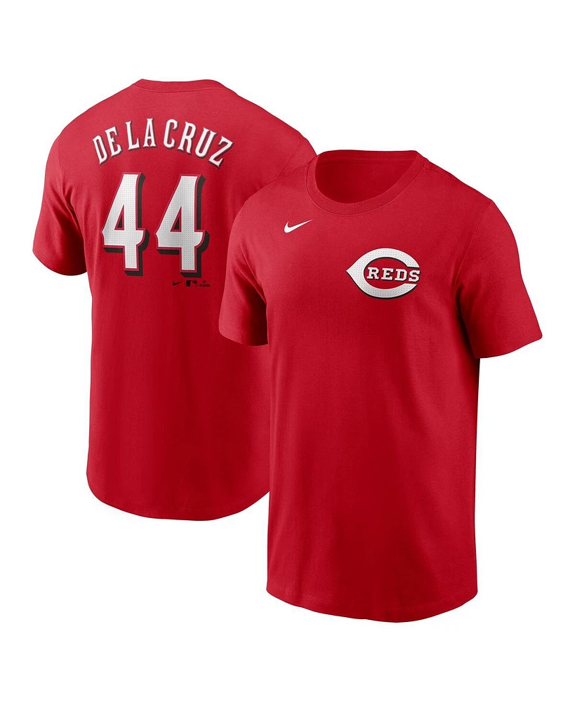 Nike Men's Elly De La Cruz Red Cincinnati Reds Fuse Name Number T-Shirt