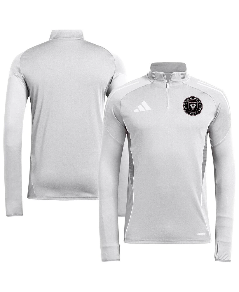 Adidas Men's Silver Inter Miami Cf 2025 Quarter-Zip Long Sleeve Training Sweatshirt