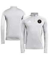 Adidas Men's Silver Inter Miami Cf 2025 Quarter-Zip Long Sleeve Training Sweatshirt