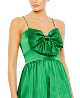 Mac Duggal Women's Bow Front Bubble Hem Mini Dress