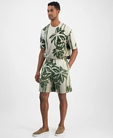 A|X Armani Exchange Men's Drawstring Palm Tree Print 9" Bermuda Shorts
