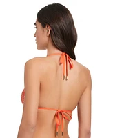 Red Carter Women's Rhinestone-Trim Classic Triangle Bikini Top