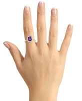 Blue Topaz (2 ct. t.w.) & Lab Created White Sapphire (1/4 Statement Ring 10k Yellow Gold