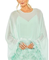 Mac Duggal Women's Trapeze Dress with Feather Trim
