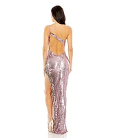 Mac Duggal Women's Rhinestone Detail One Shoulder Sequin Gown