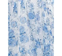 Juniors' Floral Pleated Tulle Fit & Flare Dress