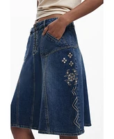 Desigual Women's Embroidered denim skirt